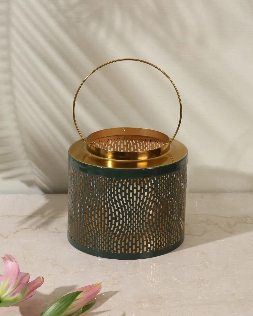 Green & Gold Finish Metal Lantern
