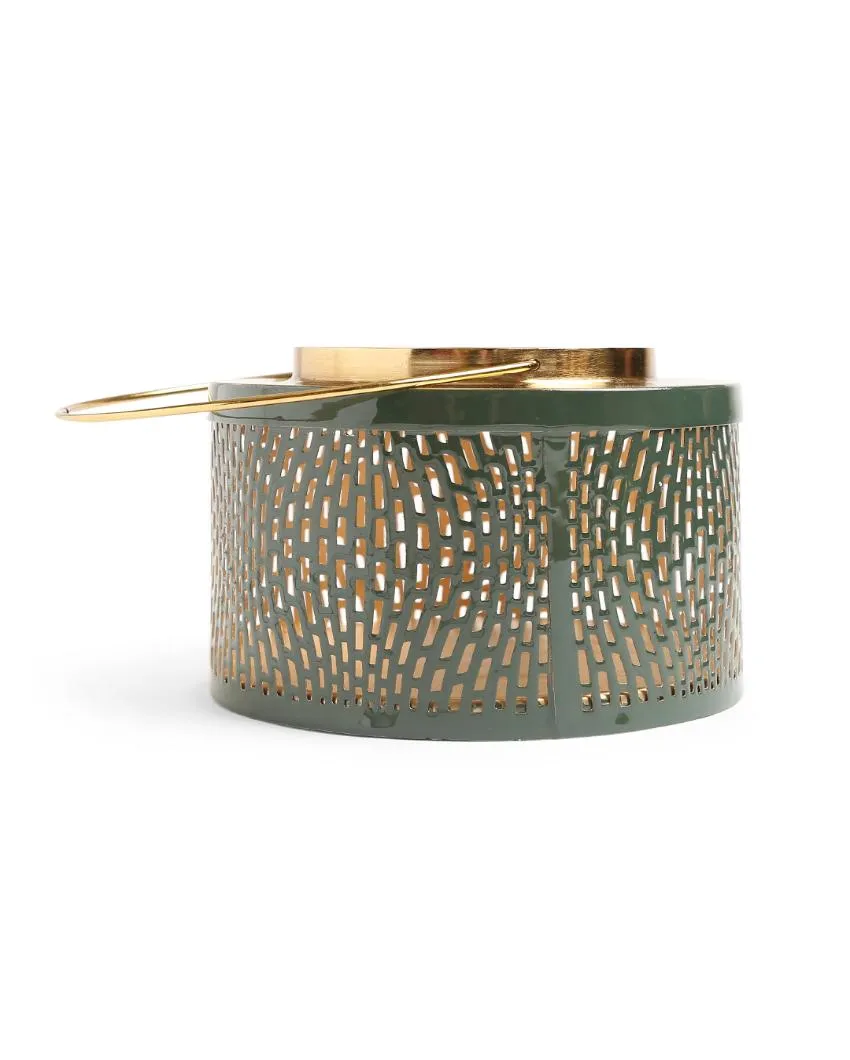 Green & Gold Finish Metal Lantern