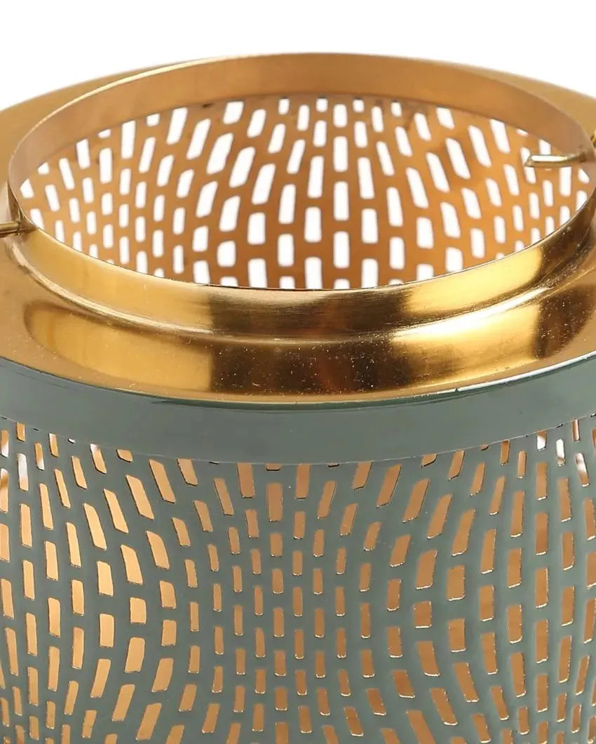 Green & Gold Finish Metal Lantern