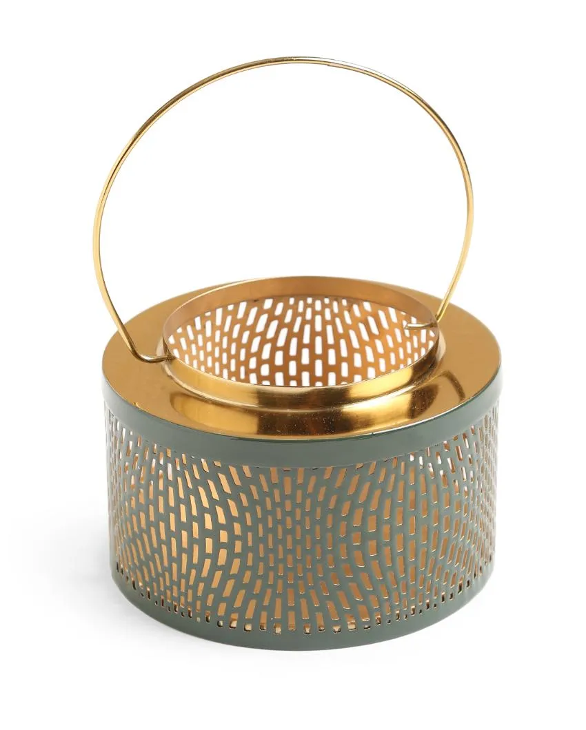 Green & Gold Finish Metal Lantern