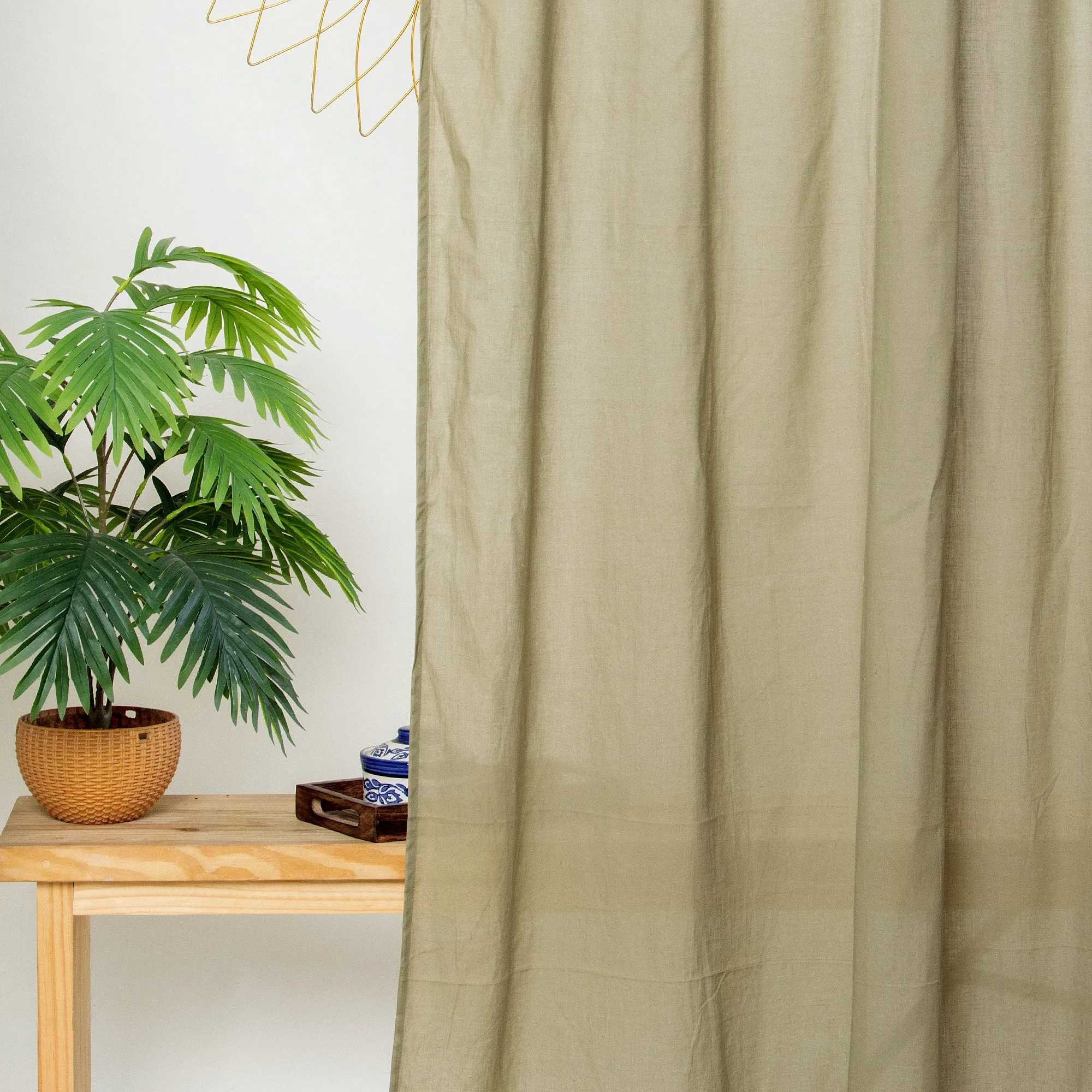 Green Cotton Bedroom Curtains Set