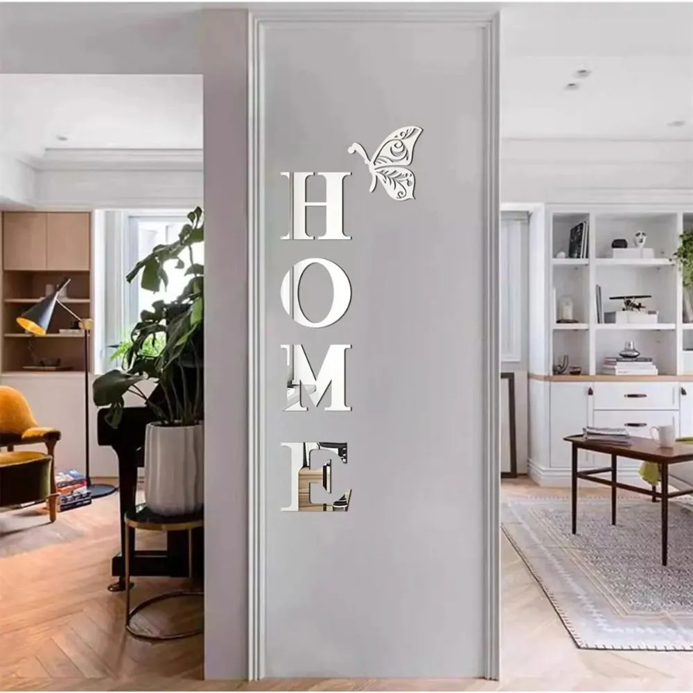 Home Entrance 3D Mirror Wall Sticker Decor