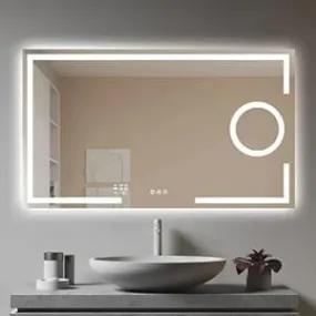 KALYAN TRADERS led Wall Mirror bedroom mirror with Touch Sensor: Illuminated Rectangular Lighted Mirror with Natural Light Background (Wall Mount) size(24x30)-W5.