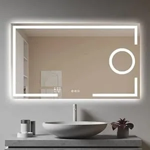 KALYAN TRADERS led Wall Mirror bedroom mirror with Touch Sensor: Illuminated Rectangular Lighted Mirror with Natural Light Background (Wall Mount) size(24x30)-W6.