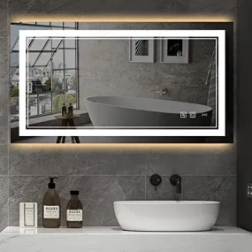 KALYAN TRADERS led Wall Mirror bedroom mirror with Touch Sensor: Illuminated Rectangular Lighted Mirror with Natural Light Background (Wall Mount) size(24x30)-W8.