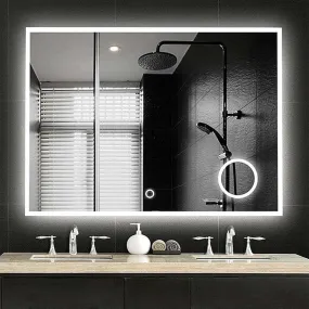 KALYAN TRADERS Rectangular Bathroom and Bedroom led mirror with 3 led Light controllable washbasin mirror, Anti-Fog Makeup Mirror, 3-Color Customizable led Mirror and Shape Retangular-(18x18).