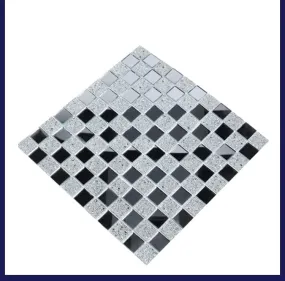 KLIZNIL Self Adhesive Mirror Mosaic Tile Stickers Mirror Glass Tiles 3D Stickers for Bathroom & Kitchen Square Mirror Tile for backsplash Wall Decoration Self Adhesive Wallpaper (Chex Mirror_ 2 PC)