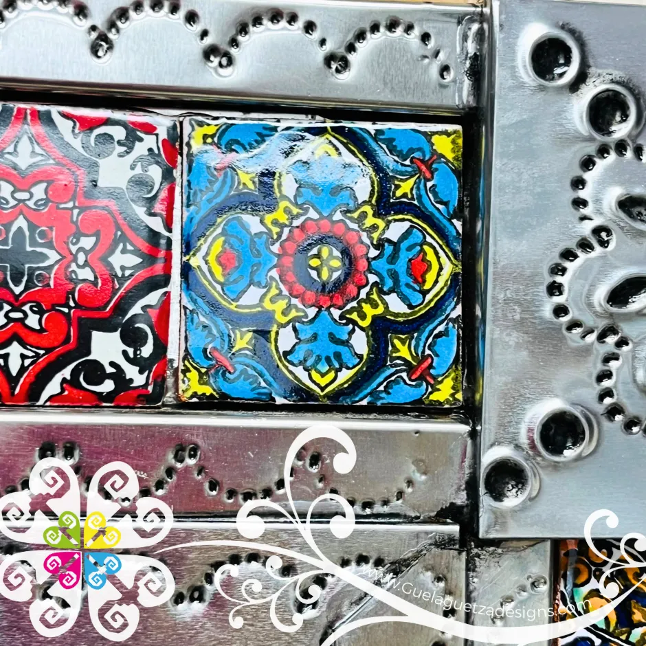 Large Enchanting Talavera Mirror - Tin Wall Decor