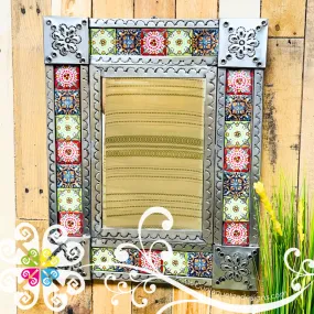 Large Enchanting Talavera Mirror - Tin Wall Decor