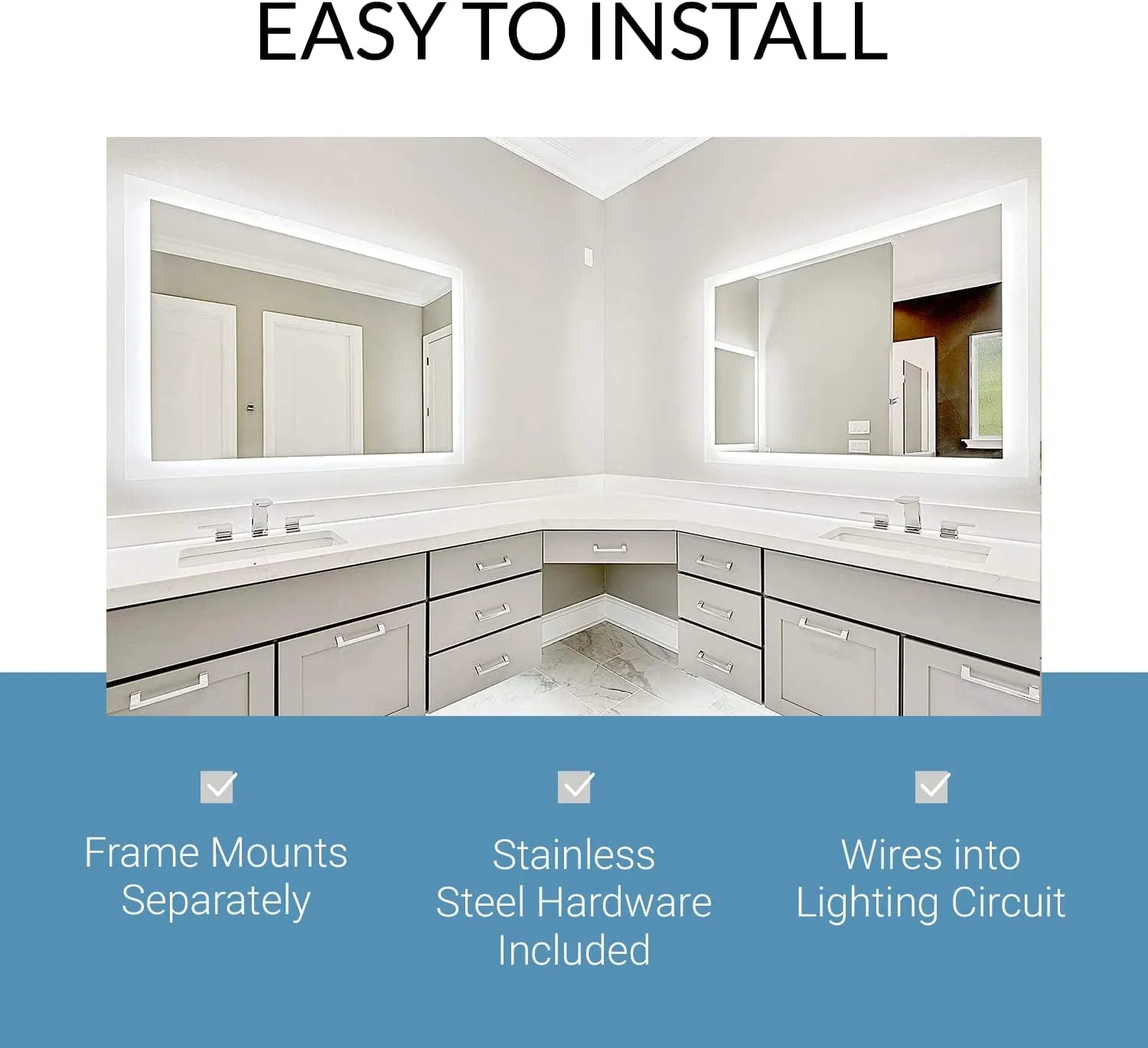 LED Bathroom Mirror with Lights Modern Home Decor (22" Wide X 62" Tall)