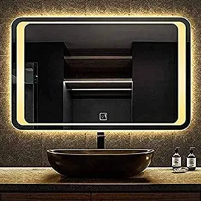 LED Rectangular Bedroom Mirror with Sensor & Warm White Light-Wall Mounted 18x24