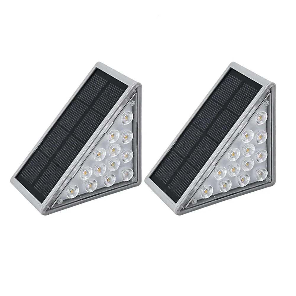 LED Solar Step Lights for Outdoor Stair - Triangle Solar Deck Light for Garden, Patio, Yard, Porch and  Front Door