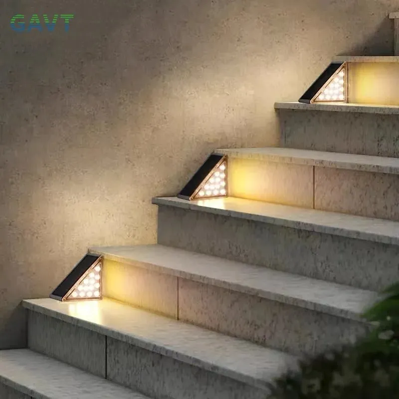 LED Solar Step Lights for Outdoor Stair - Triangle Solar Deck Light for Garden, Patio, Yard, Porch and  Front Door