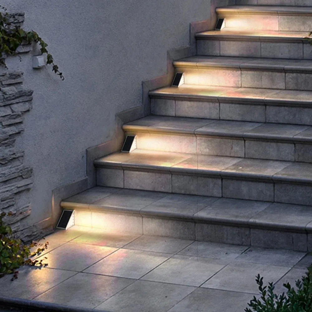 LED Solar Step Lights for Outdoor Stair - Triangle Solar Deck Light for Garden, Patio, Yard, Porch and  Front Door