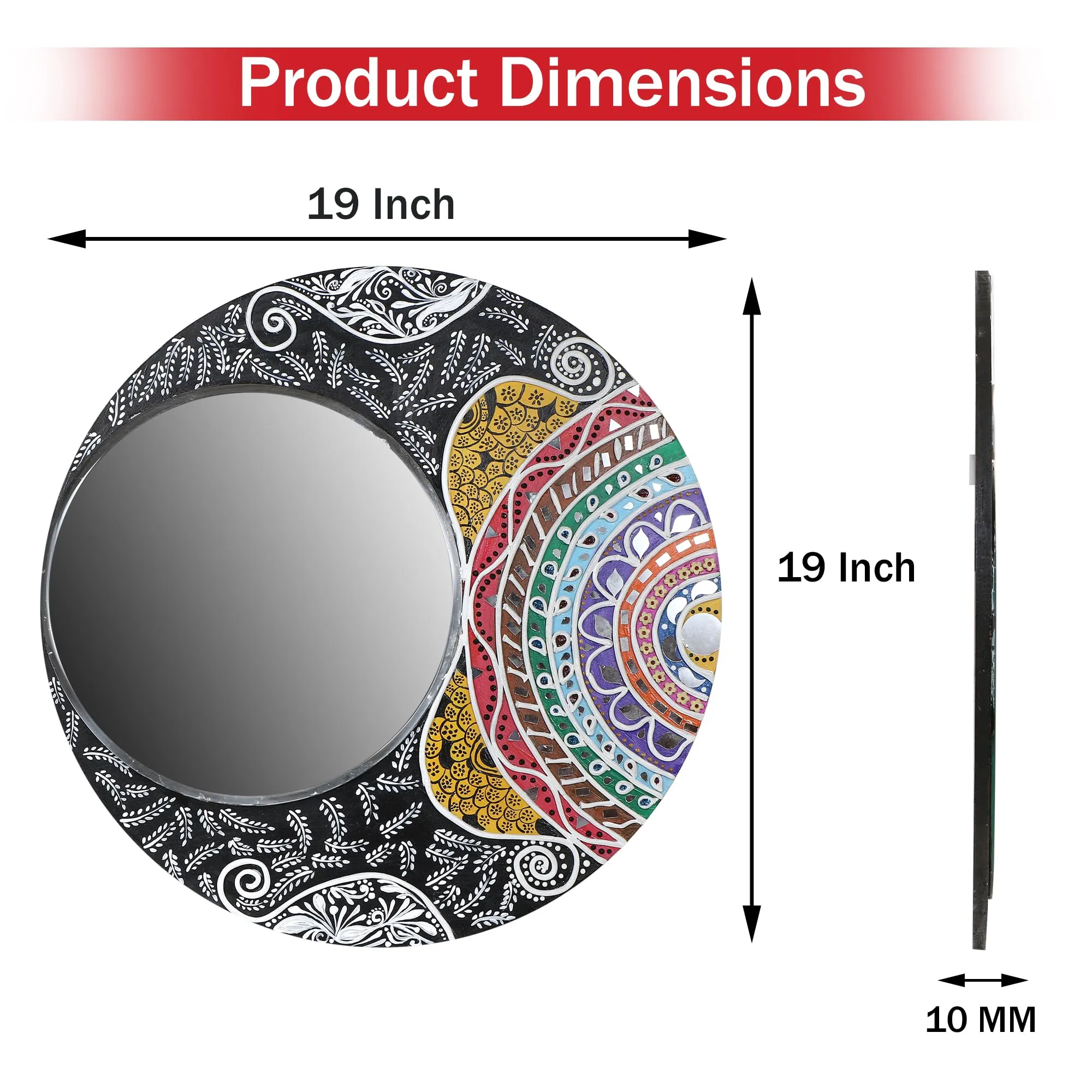 MANGO A-B-C FOLIAGE SERIES I – 2023-24 Mirror decorative mirror Unique, Handmade, Indian Traditonal Artwork, Home/office Decoration (Pack Of 3)