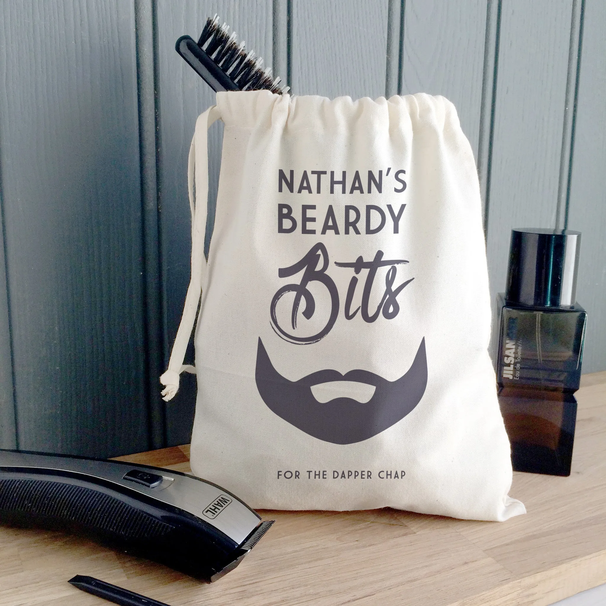 Men's Personalised 'Beardy Bits' Canvas Bag