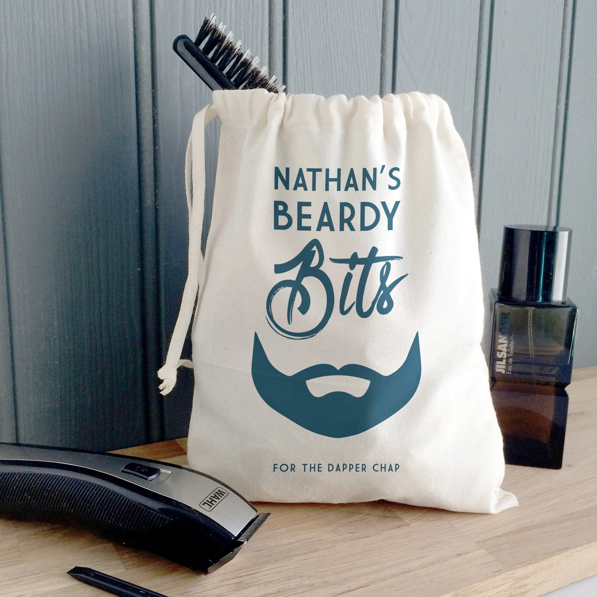 Men's Personalised 'Beardy Bits' Canvas Bag