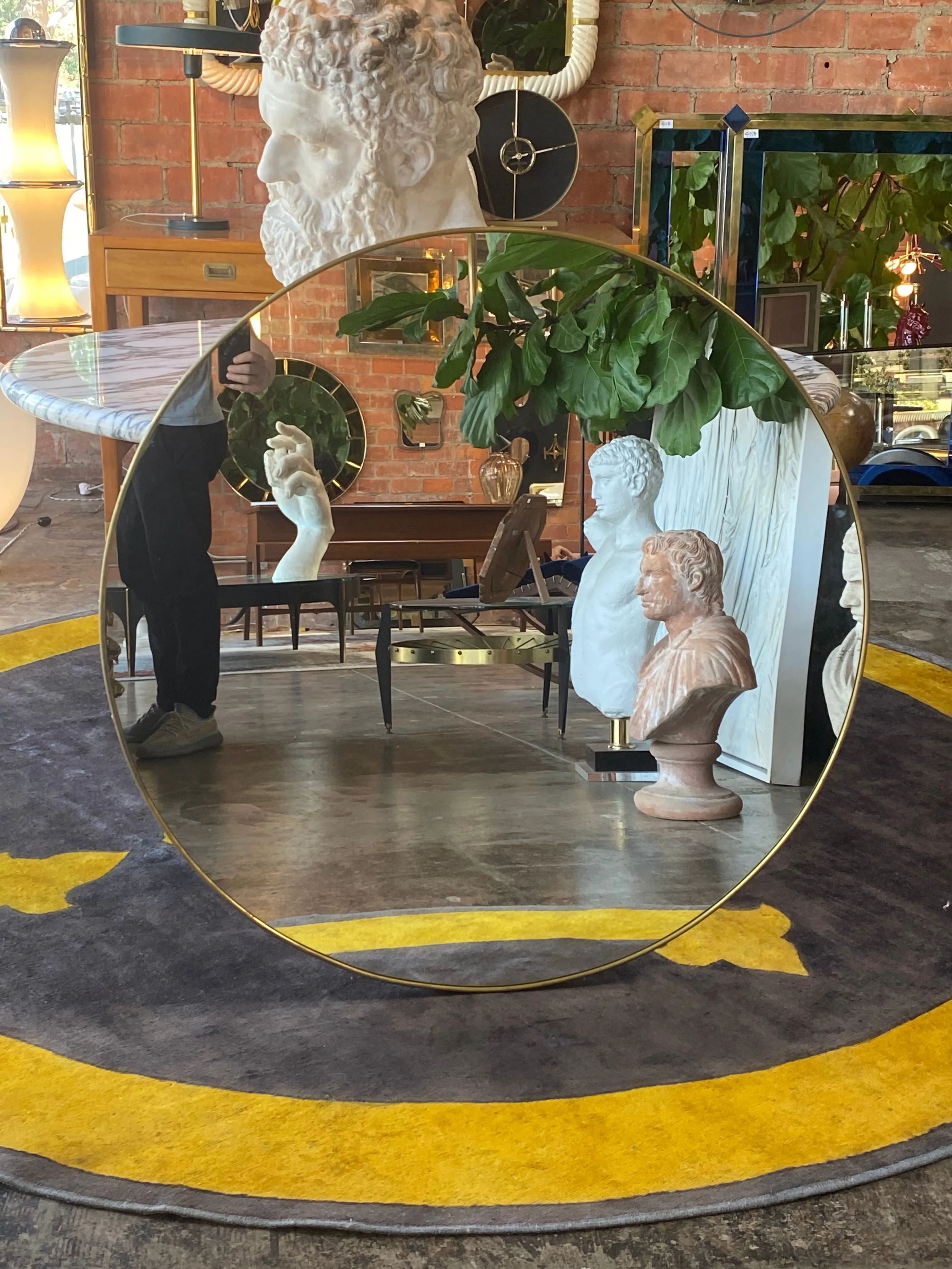 Mid Century Italian Round Wall Mirror Italy 1960