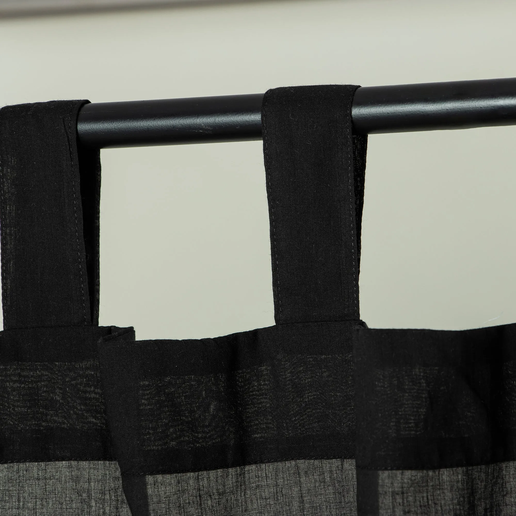 Midnight Black Cotton Curtain Set Decor For Home, Window Parde