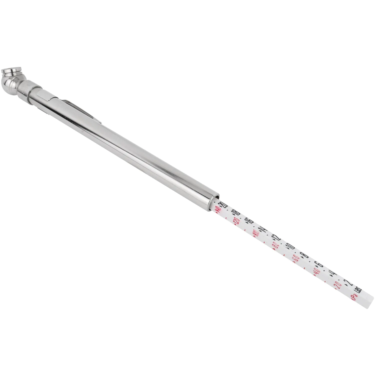 Milton® Heavy Duty, Tire Pencil Gauge, 2-20 PSI, Single Ball Head Air Chuck, Brass Tubing, Corrosion Resistant