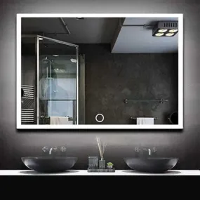 MIRROR WORLD led Rectangular Wall Mounted Mirrors with Touch Sensor for Bathrooms and Bedroom Universal Rectangular Shape with Lighted Vanity Mirror and Anti-Fog led mirror-24x30.