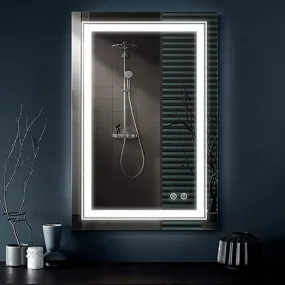MIRROR WORLD Stylish Rectangular Wall Mirror for Bathroom Mirror 3 Lighting Changeable Feature Color Temperature Adjustable, Mirror for Bedroom/Dressing Room–Rectangle Shape (18x24 inch)-W3.