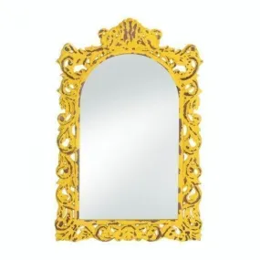 Opulent Distressed Yellow Wall Mirror (pack of 1 EA)
