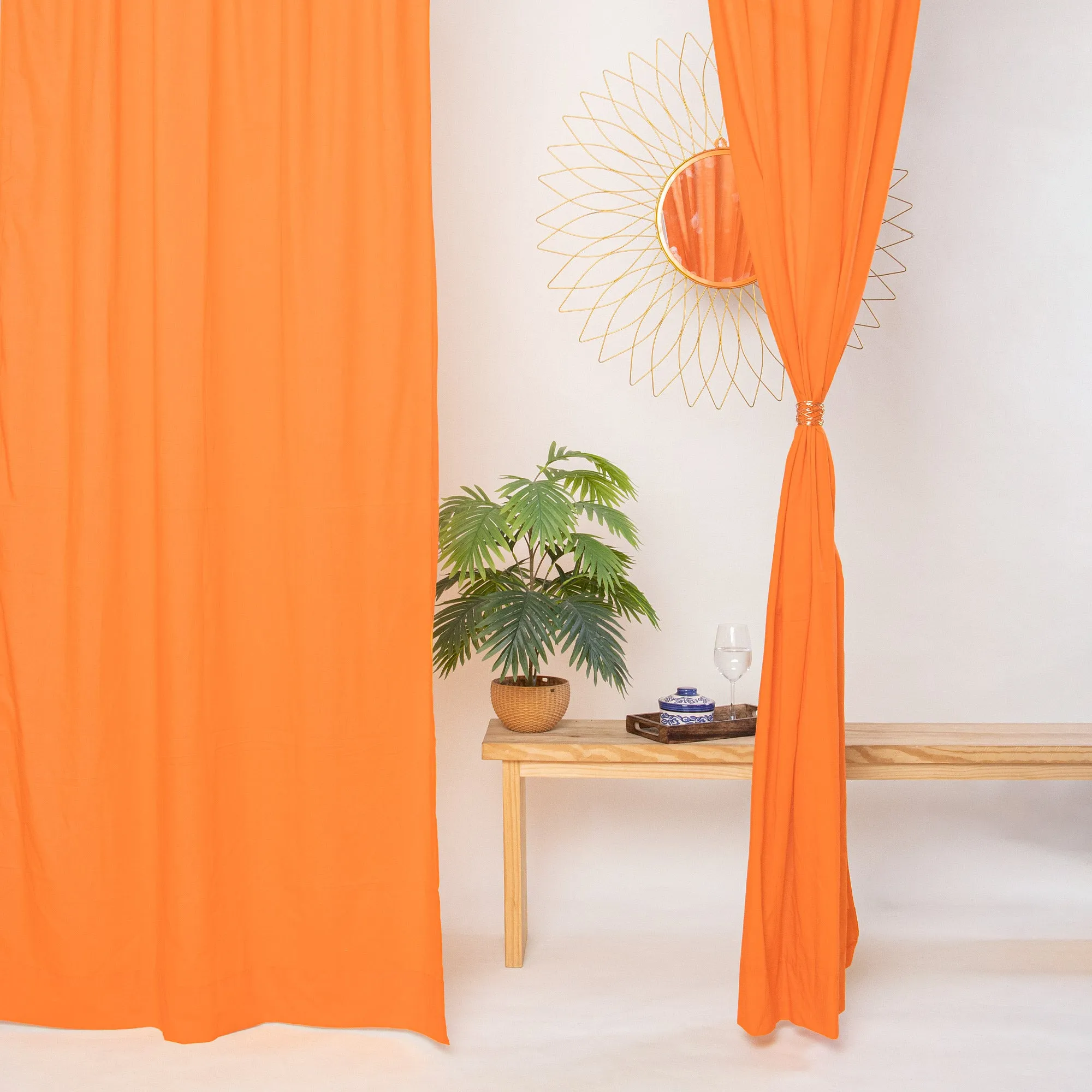 Orange Cotton Best Quality Curtain Set