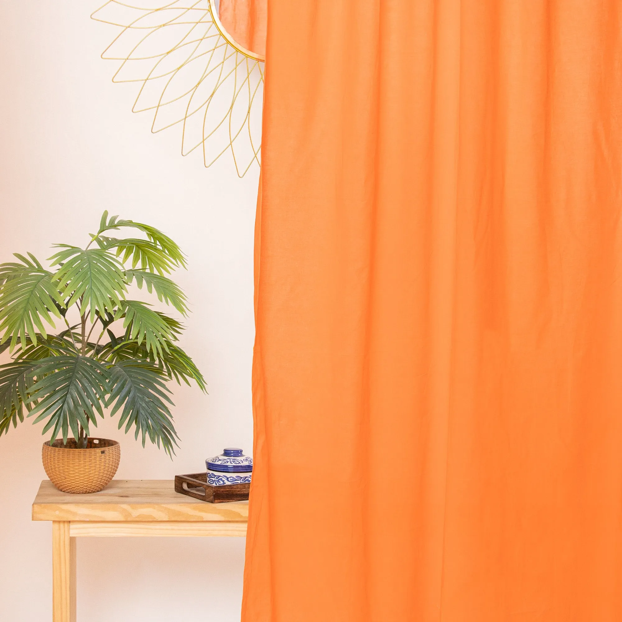 Orange Cotton Best Quality Curtain Set