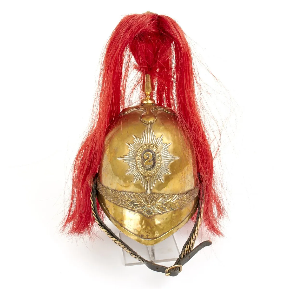 Original British Victorian Era 2nd Dragoons Royal Scots Greys Brass Helmet
