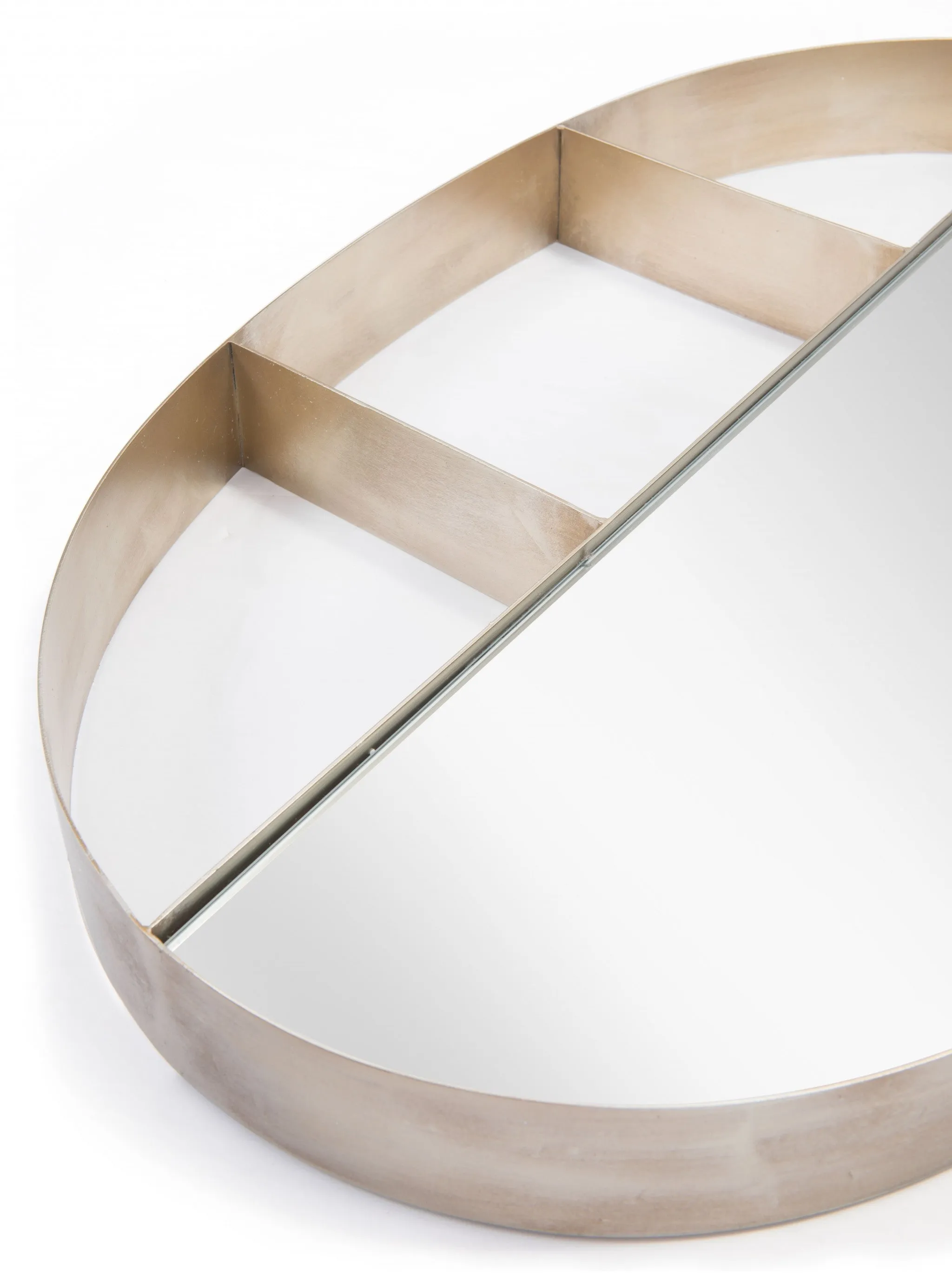 Oval Half Mirror Half Shelf Bronze Wall Mirror | 22"x34"
