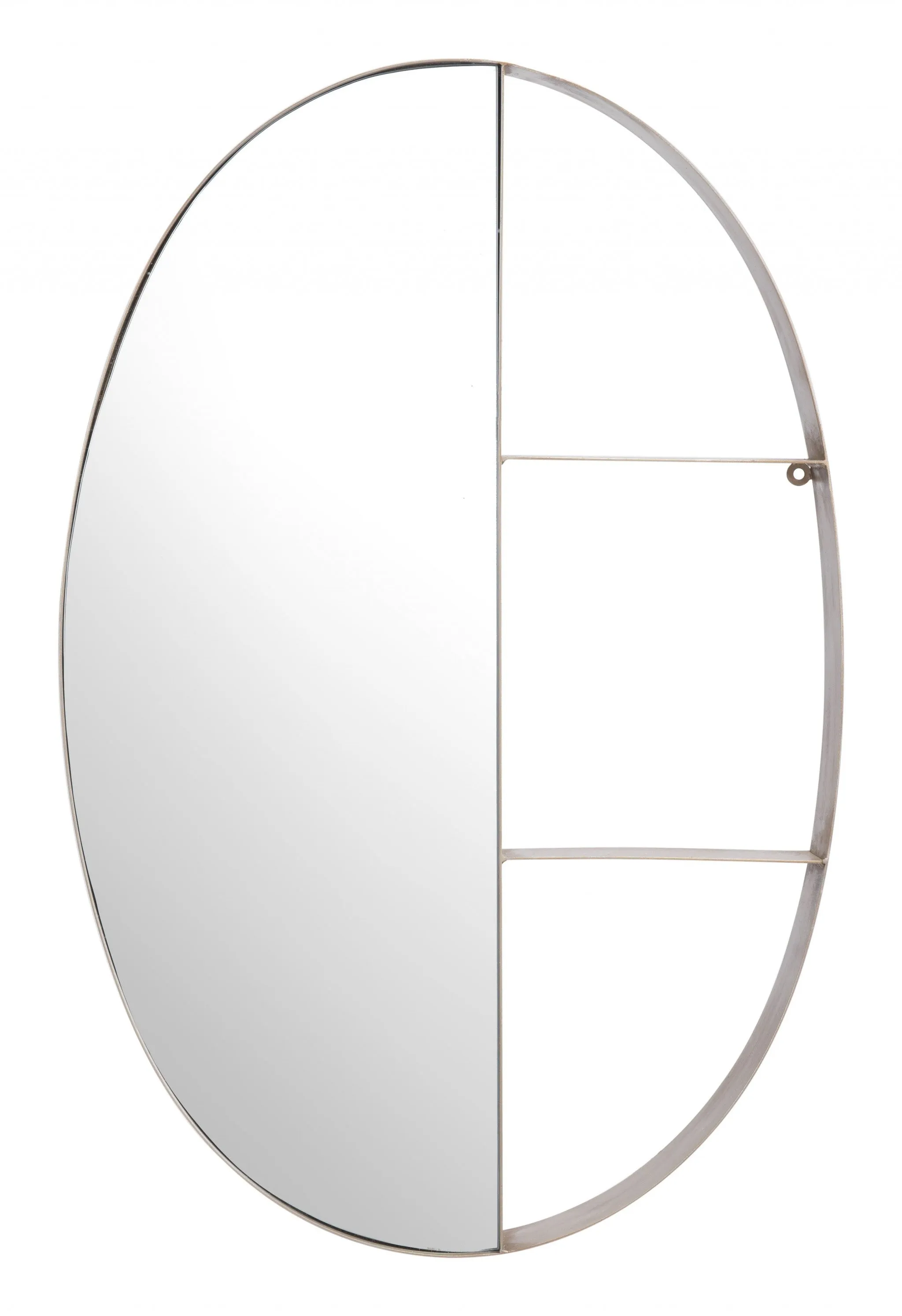 Oval Half Mirror Half Shelf Bronze Wall Mirror | 22"x34"