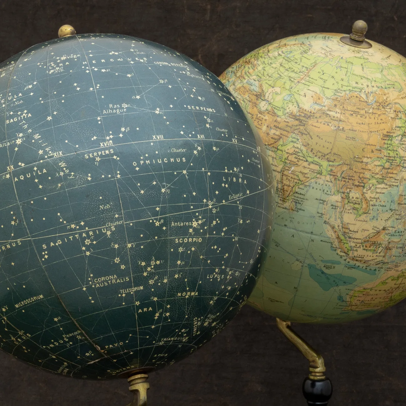 Pair of Philip & Son 12 Inch Globes