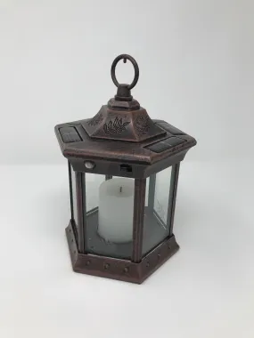 Paradise - Solar Power Flickering Candle Lantern Antique copper