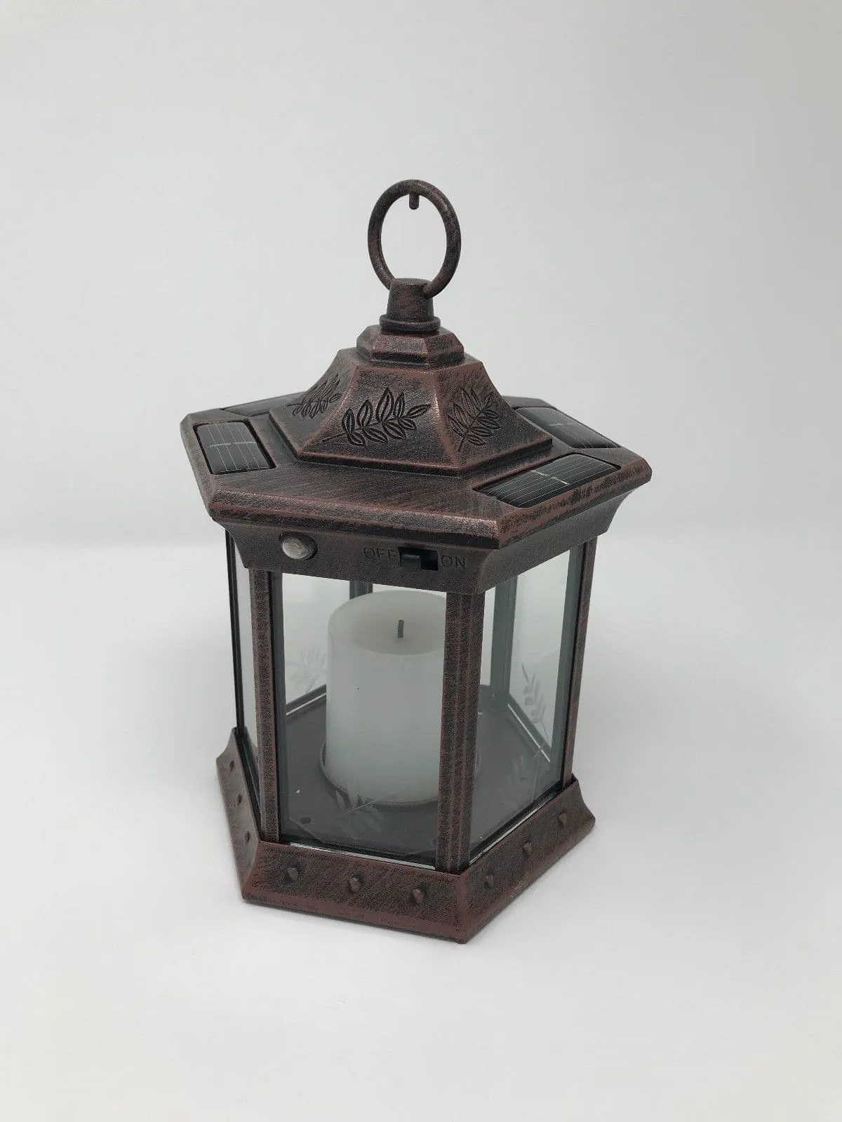 Paradise - Solar Power Flickering Candle Lantern Antique copper