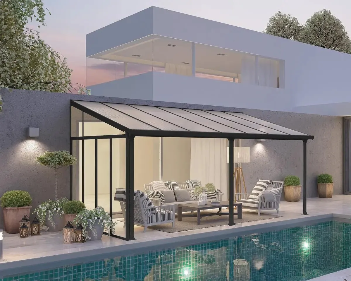 Patio Cover SideWall 10 ft. Grey Frame Clear Panels | Palram-Canopia