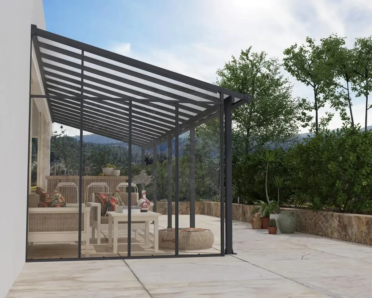 Patio Cover SideWall 10 ft. Grey Frame Clear Panels | Palram-Canopia