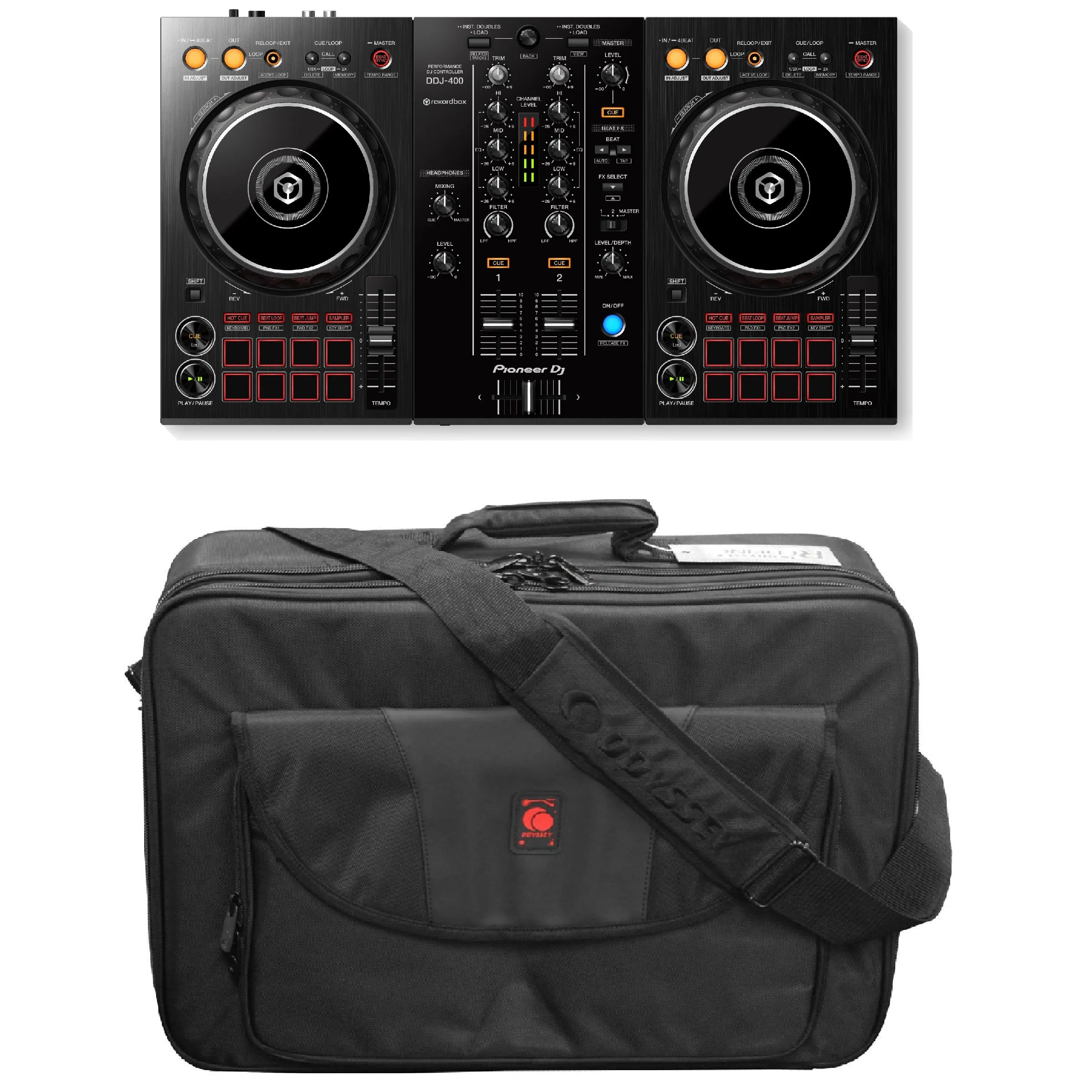 Pioneer DDJ-400 DJ controller for Rekordbox dj & BRLDIGITALXLE Soft Case Bundle