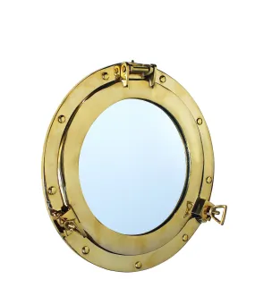 Porthole Mirror, Brass, 11"
