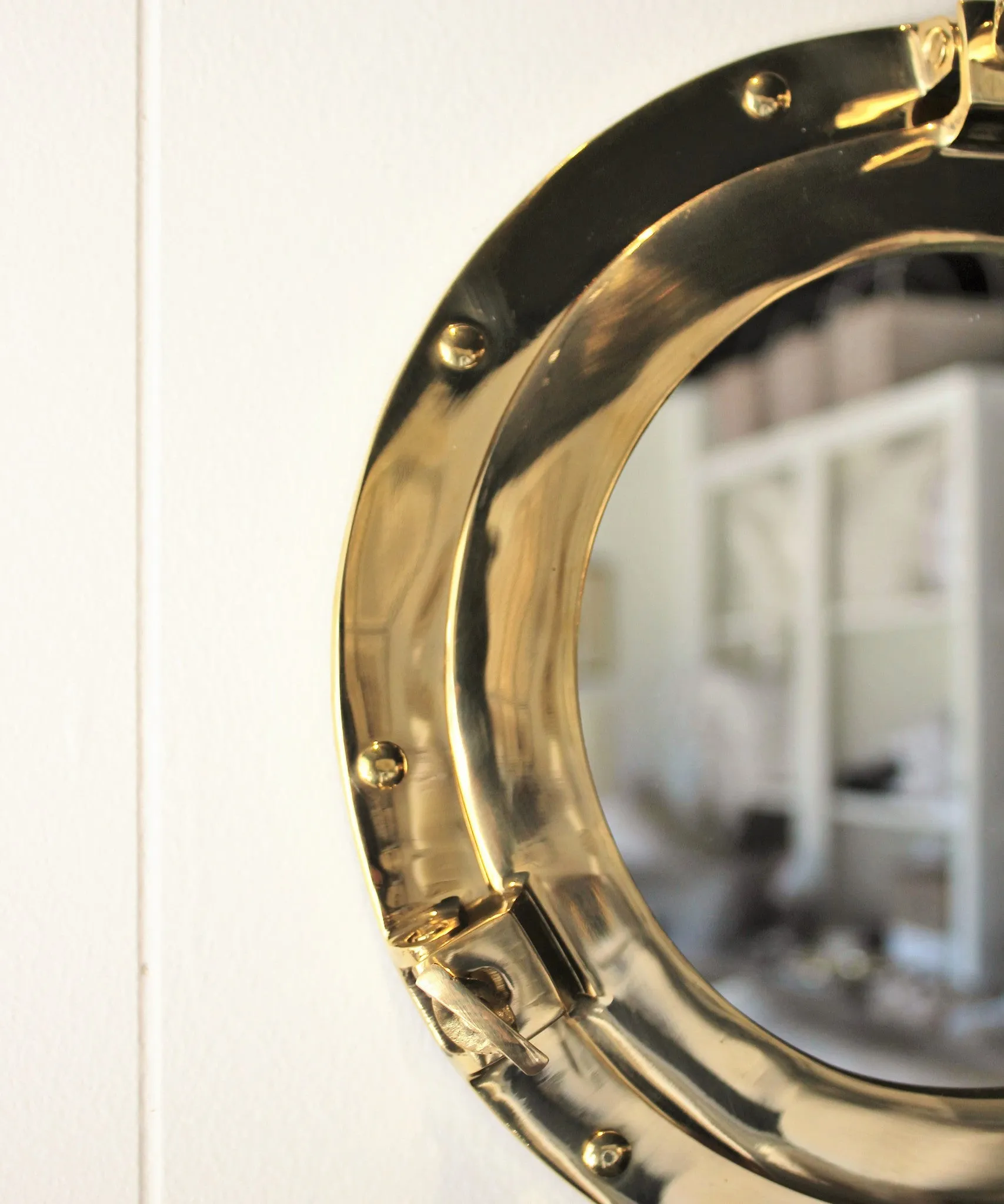 Porthole Mirror, Brass, 11"