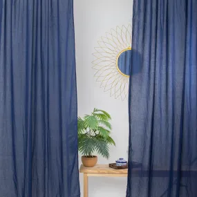 Premium Blue Cotton Sheer Thick Curtains Set