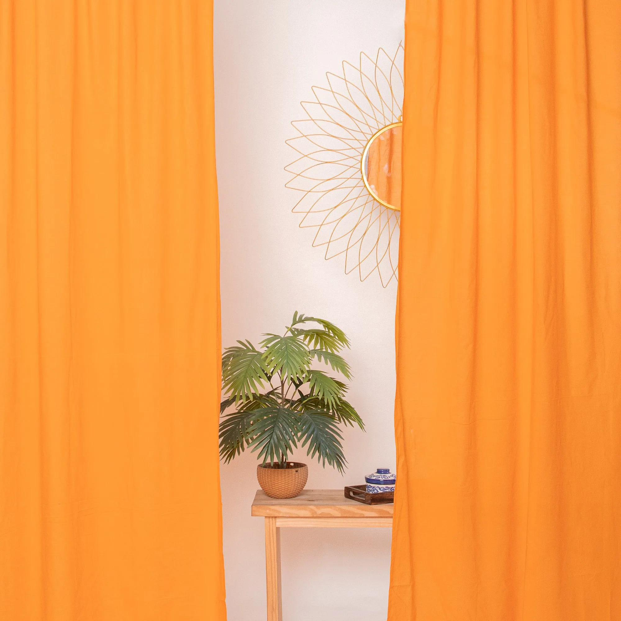 Premium Cotton Orange Sheer Best Curtains Set
