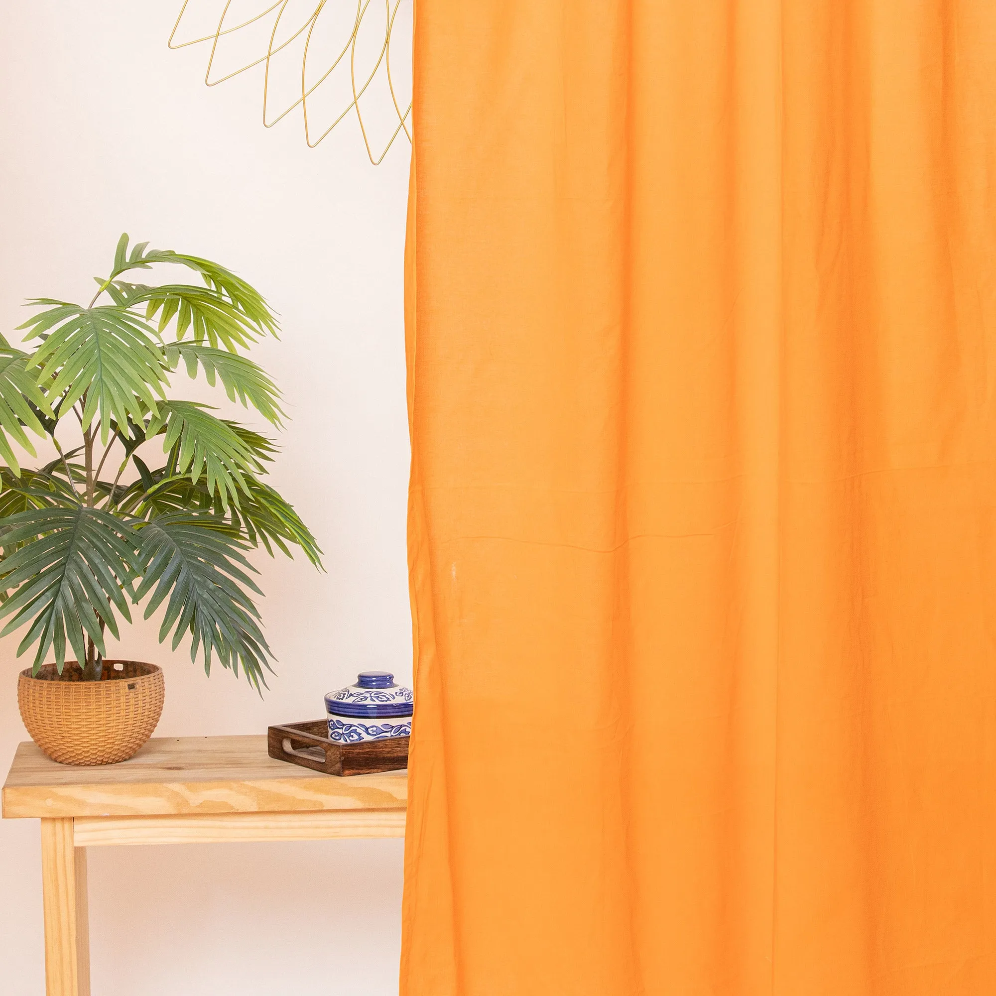 Premium Cotton Orange Sheer Best Curtains Set