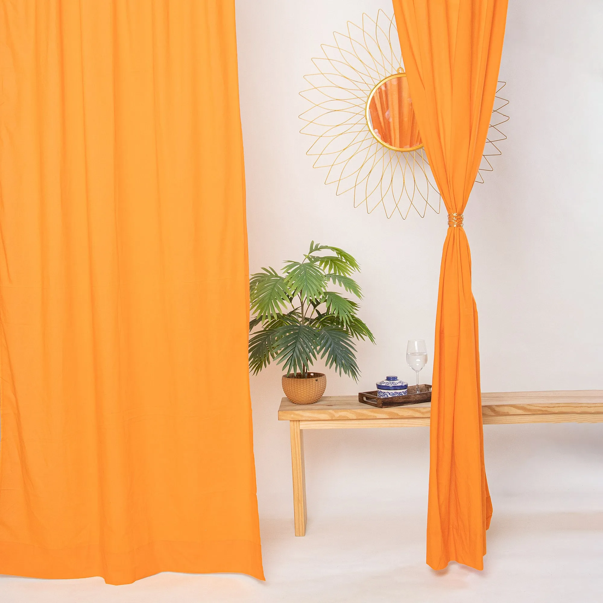 Premium Cotton Orange Sheer Best Curtains Set
