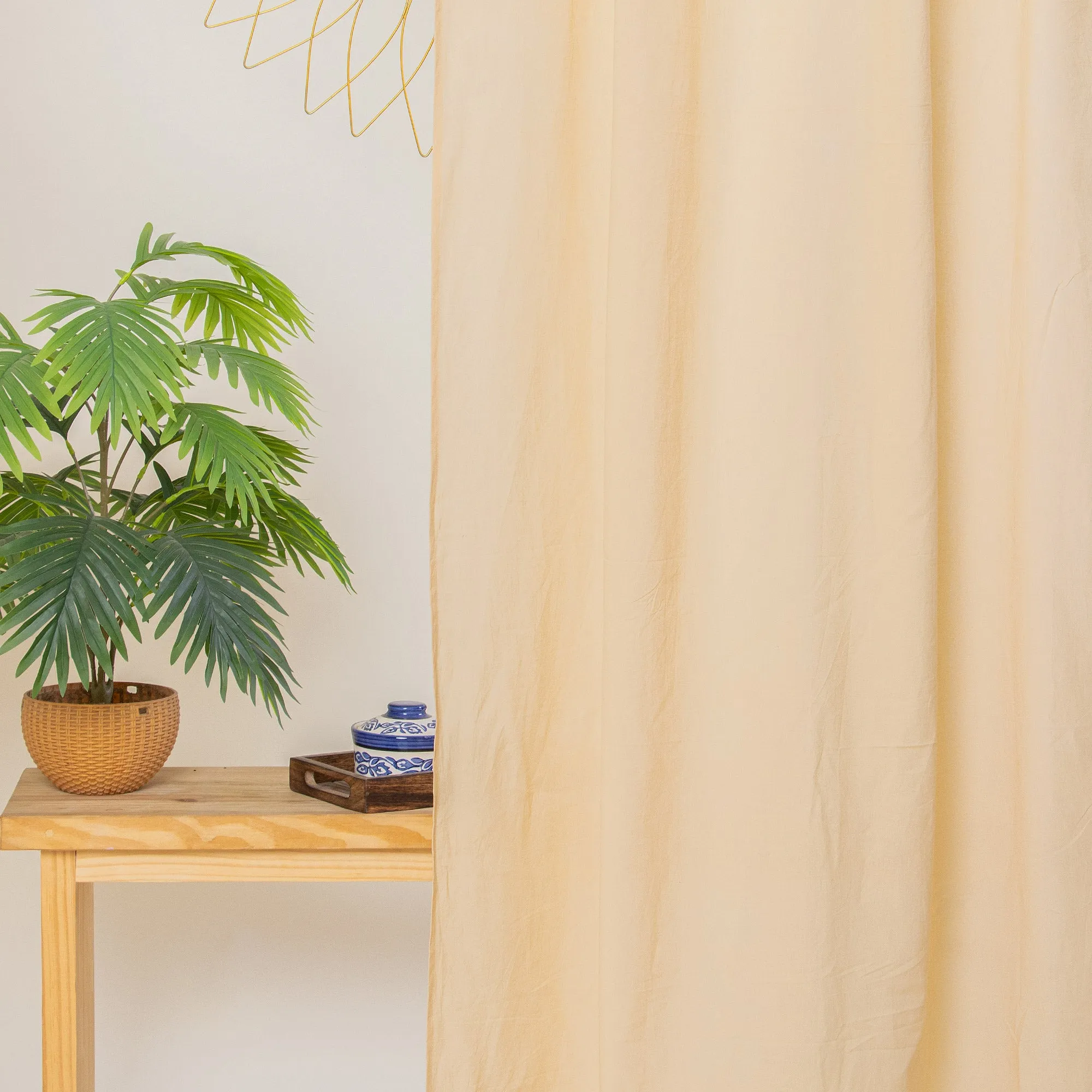 Premium Cream Cotton Bedroom Door Curtains Set