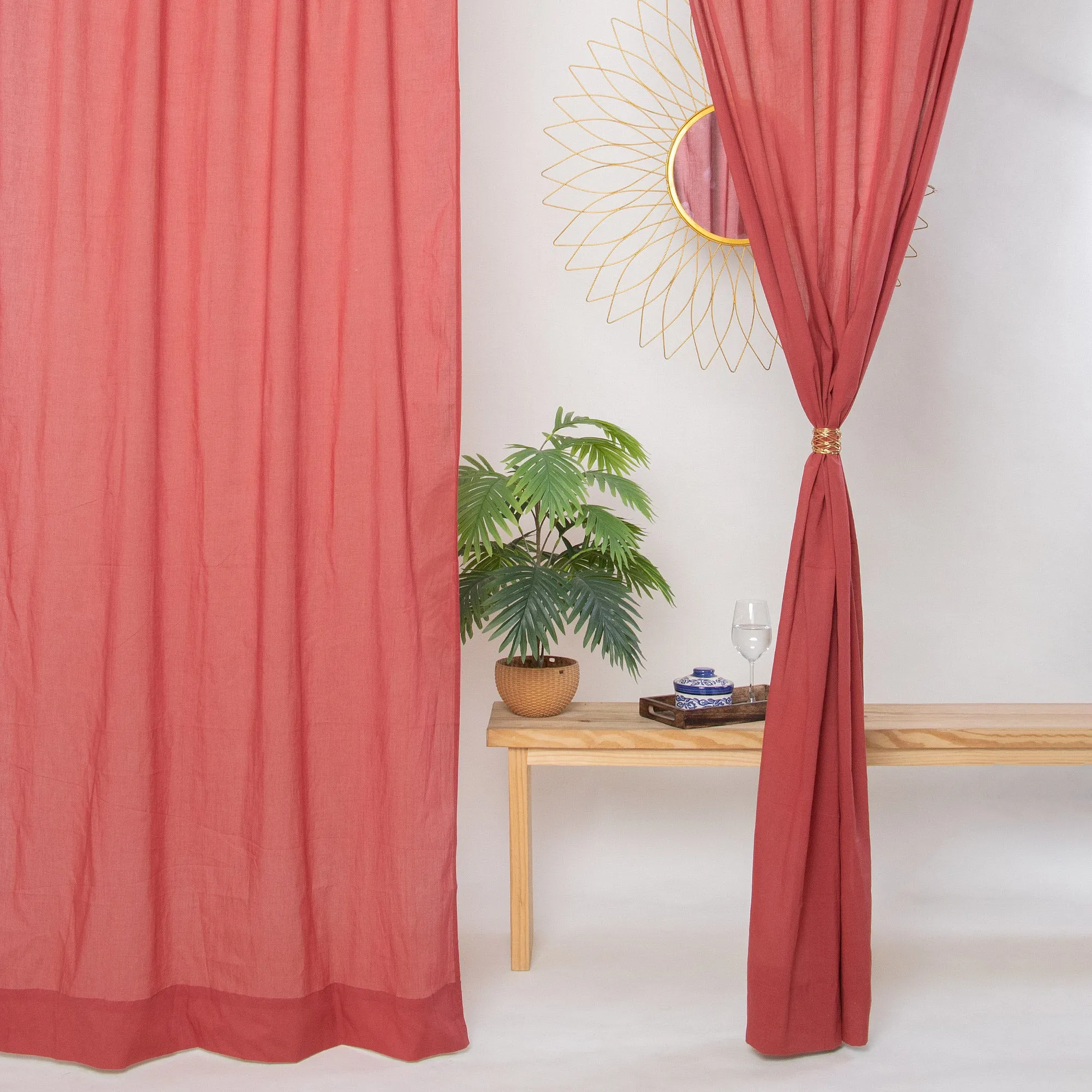 Premium Maroon Cotton Sheer Beautiful Curtain Set