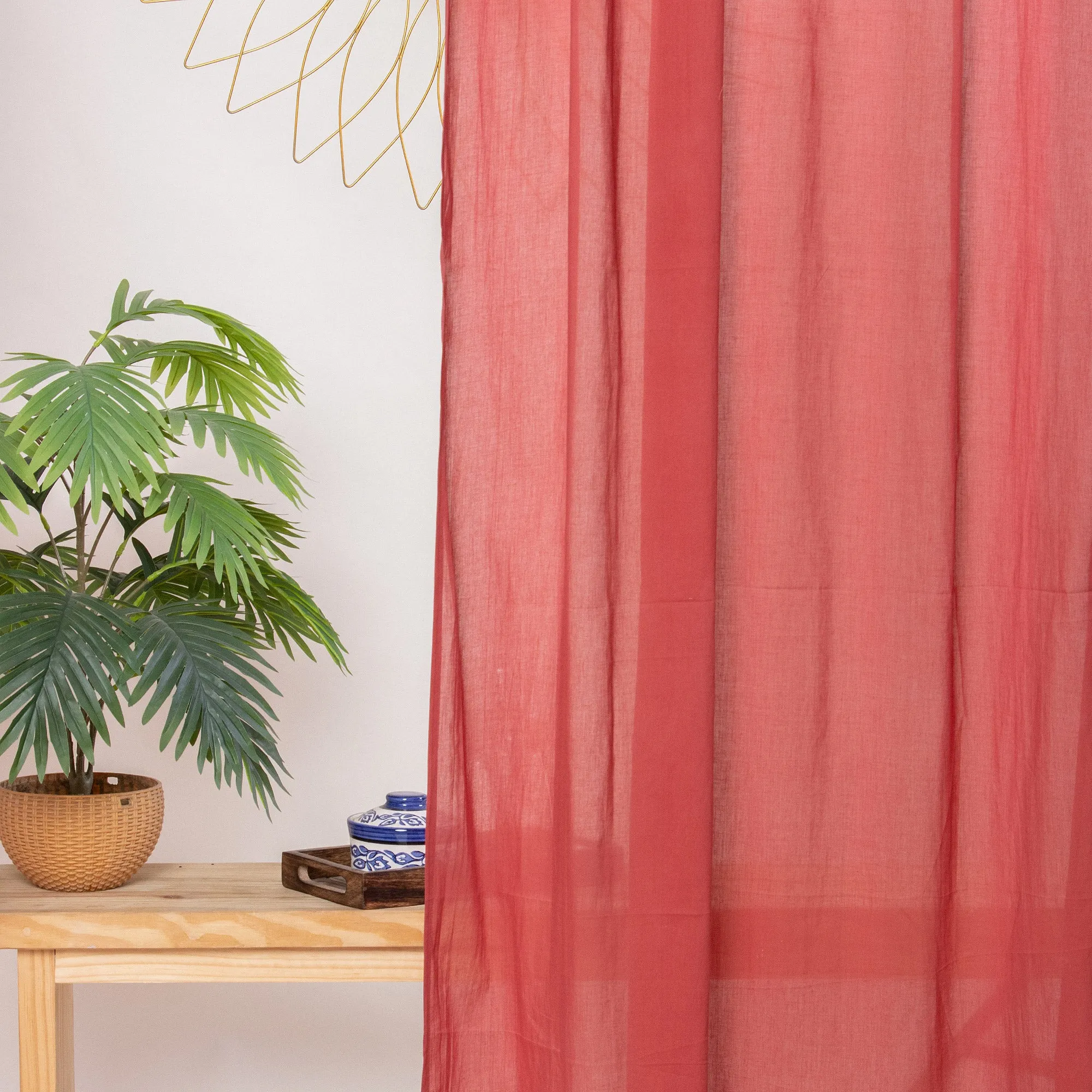 Premium Maroon Cotton Sheer Beautiful Curtain Set