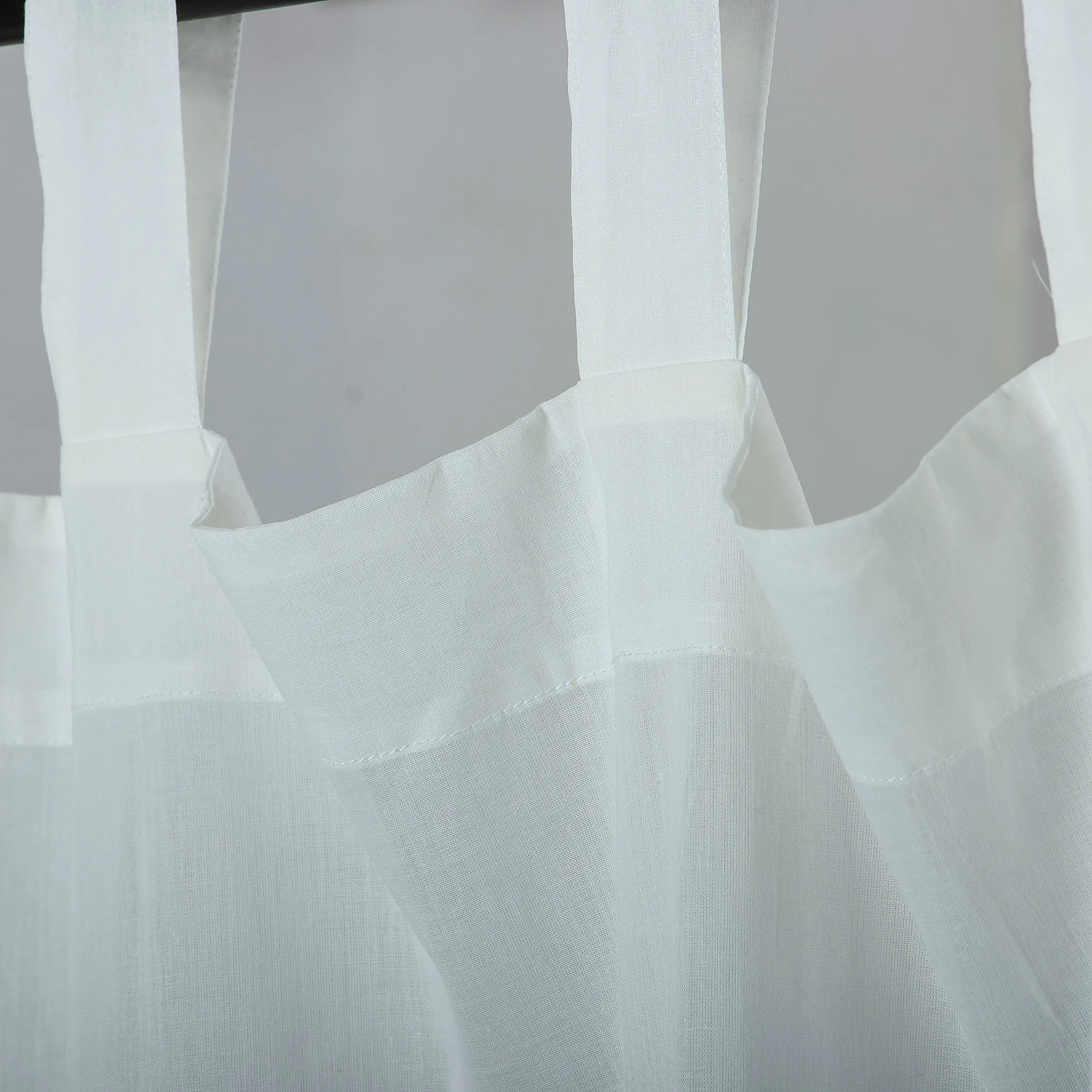 Premium White Solid Hand Block Print Curtains For Home Set