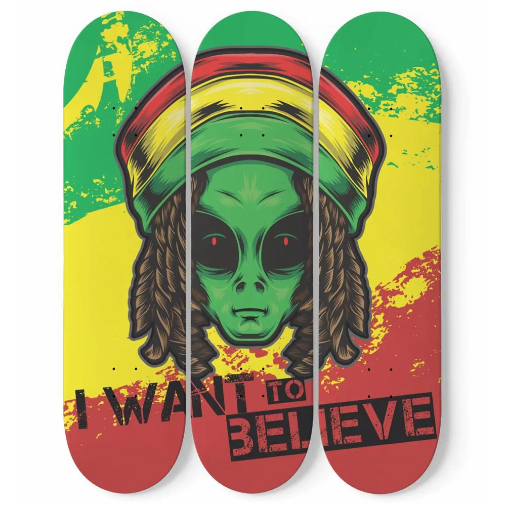 Reggae Alien Skateboard Wall Art