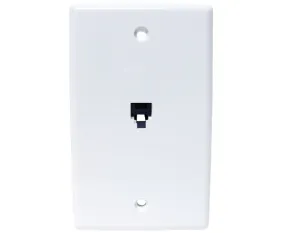 RJ11 Modular Wall Plate With Telephone Jack, 1 Port, 4 Conductor, Flush Mount - White and Ivory